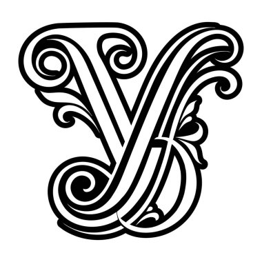 Soyut alfabe y logosu kabartma biçiminde