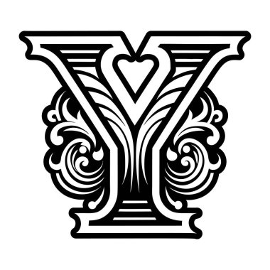 Soyut alfabe y logosu kabartma biçiminde