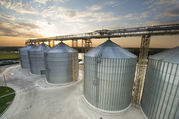 Metalltanks Zur Lagerung Von Getreide Aufzug — Stockfoto