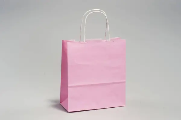 Bolsa Papel Artesanal Rosa Con Asas Compras Estudio — Foto de Stock