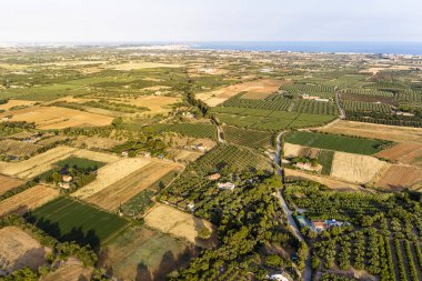 denize yakın mahsul alanlarının havadan görünümü
