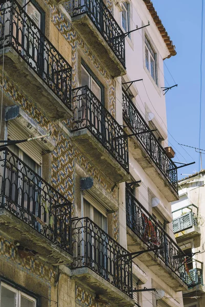 old vintage facade with tiles at Lisbon