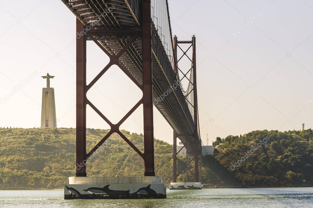 25 April bridge and Christ statue in Lisbon