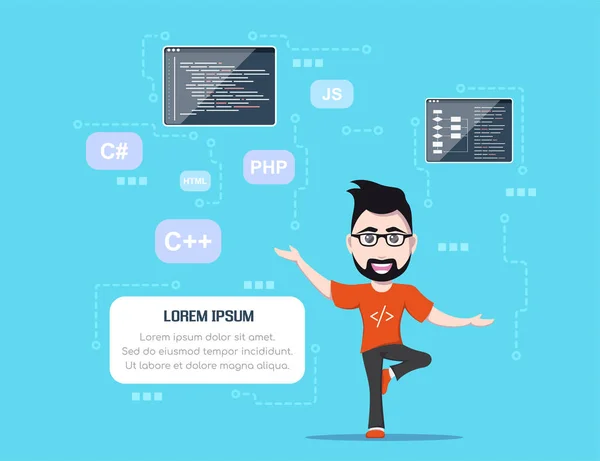 Programador hombre carácter — Archivo Imágenes Vectoriales