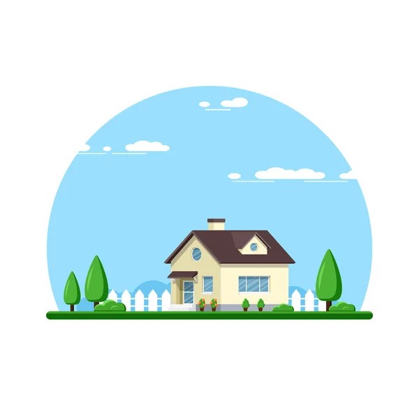 Family house landscape — Stock Vector