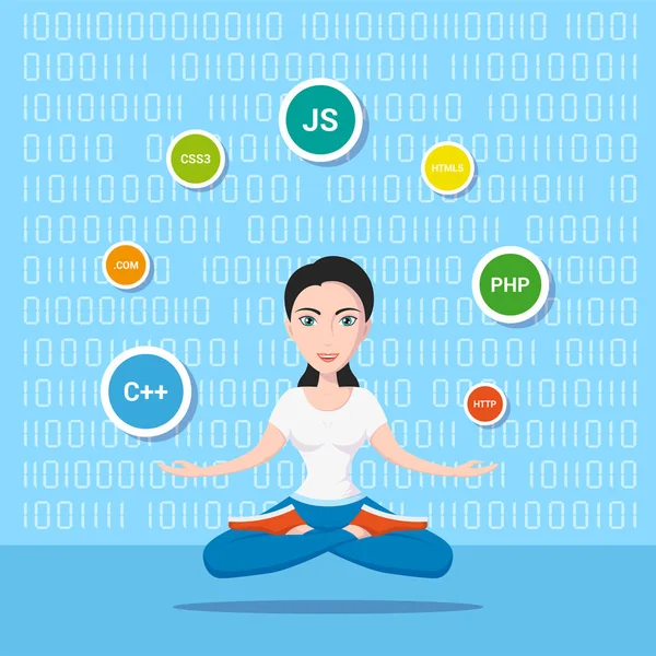 Programmer girl character — Stock Vector