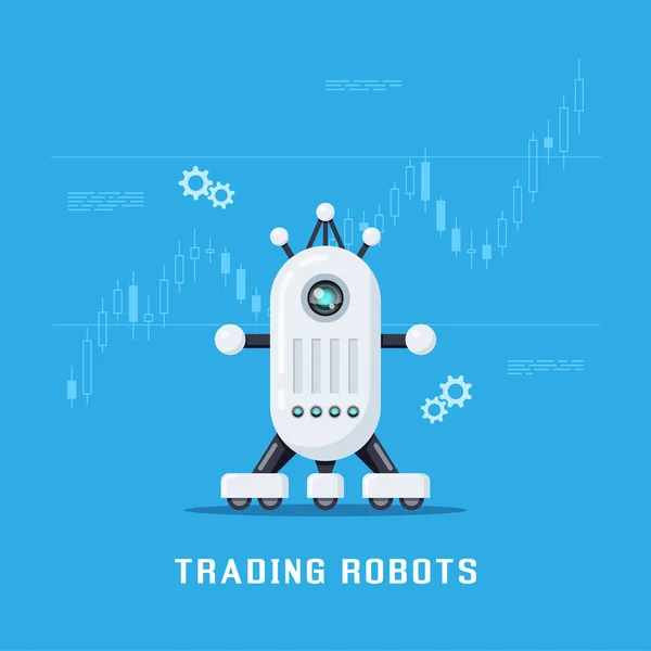 Ticaret Robot Kavramı Banner Tasarımı Hisse Senedi Forex Cryptocurrency Ticaret — Stok Vektör