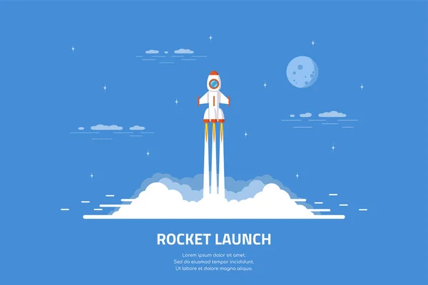 Banner conceito de lançamento de foguete —  Vetores de Stock