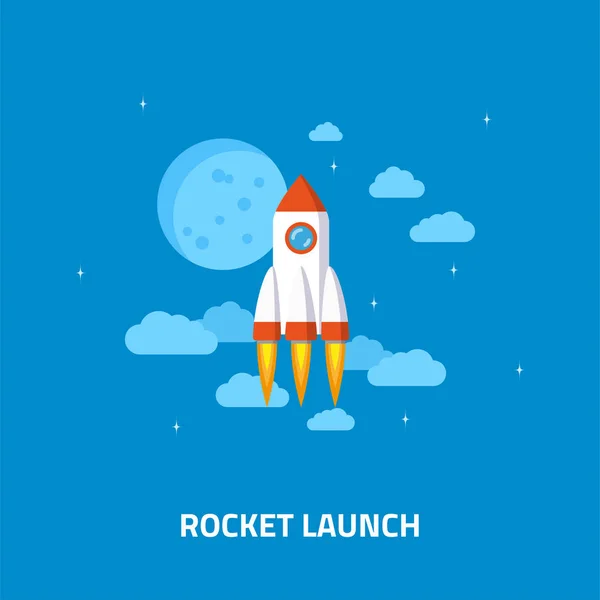 Rocket launch concept banner — Stock Vector