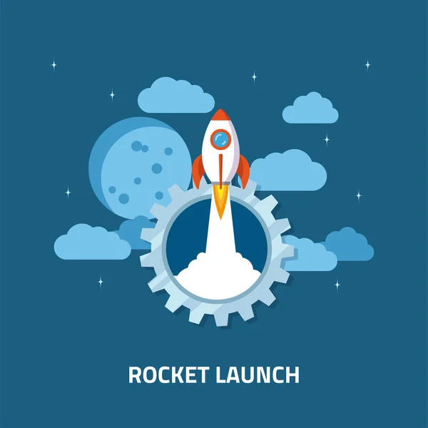 ロケット打ち上げ概念バナー — ストックベクタ