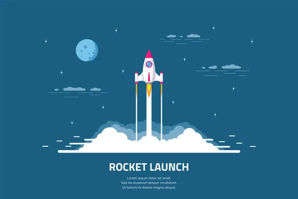 Rocket launch concept banner — Stock Vector