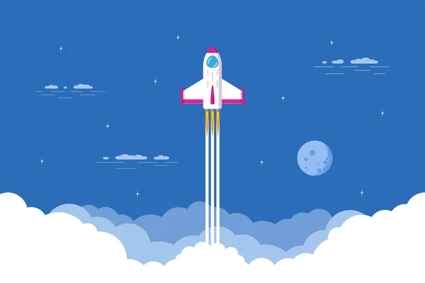 Rocket launch concept banner — Stock Vector