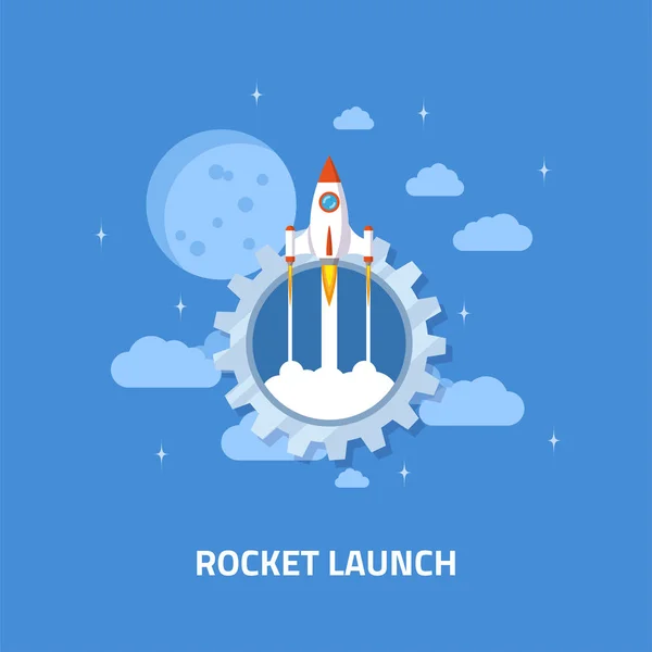Банер концепції запуску ракети — стоковий вектор