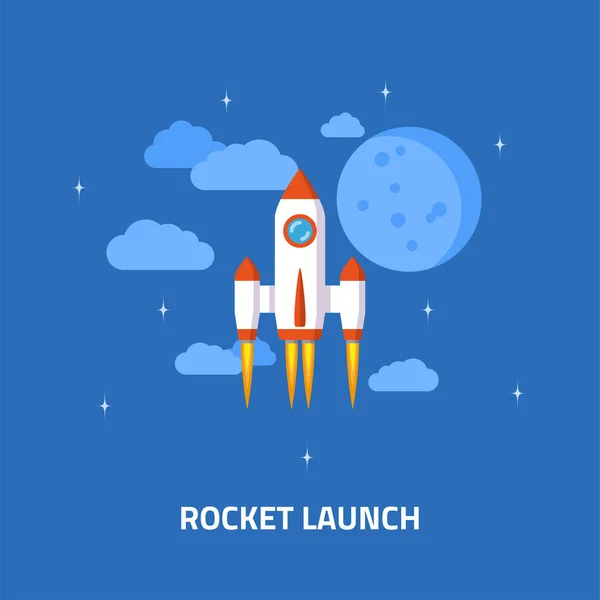 Bannière concept de lancement de fusée — Image vectorielle