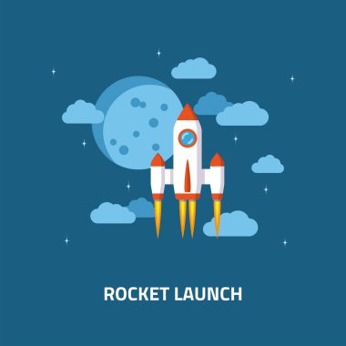 Roket fırlatma kavramı afiş