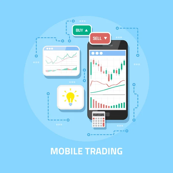 Negociação online móvel — Vetor de Stock