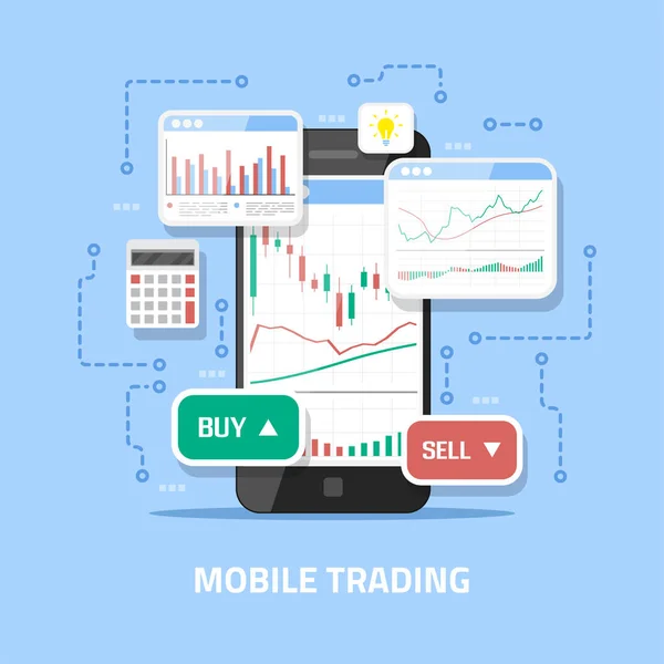 Mobilní obchodování online — Stockový vektor