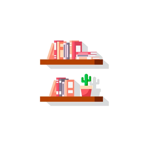 Flat bookshelve stilikon — Stock vektor