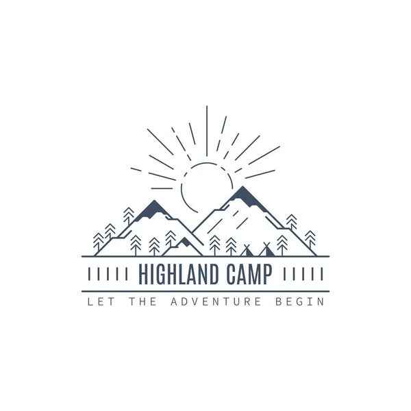 Дизайн логотипа лагеря Хайленд — стоковый вектор