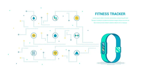 Bannière concept bracelet fitness — Image vectorielle