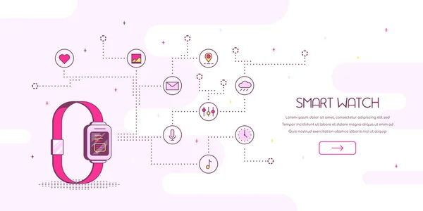 Inteligentny zegarek koncepcja transparent — Wektor stockowy