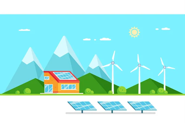 Eco amigable casa moderna — Vector de stock