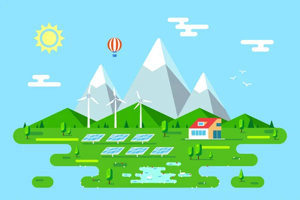 Έννοια του πράσινου ενεργειακού σπιτιού — Διανυσματικό Αρχείο