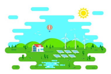 Yeşil enerji ev kavramı