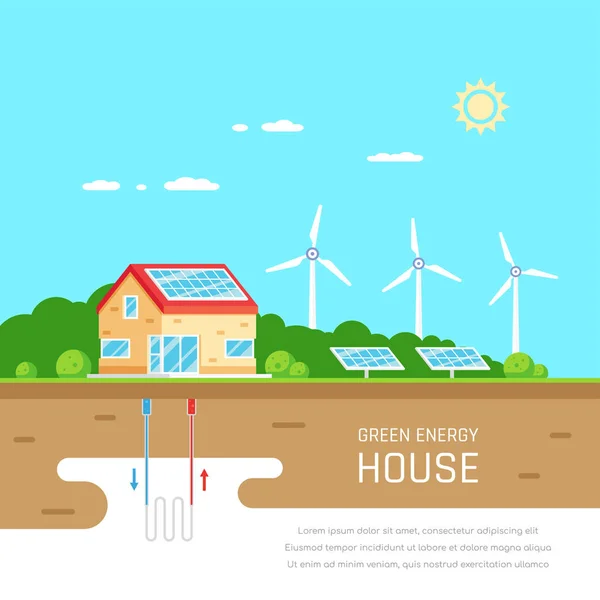 Casa eficiente de energia —  Vetores de Stock