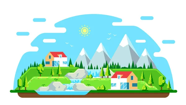 Landscape with houses — Stock Vector