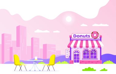 Sokak kafe, donut dükkanı