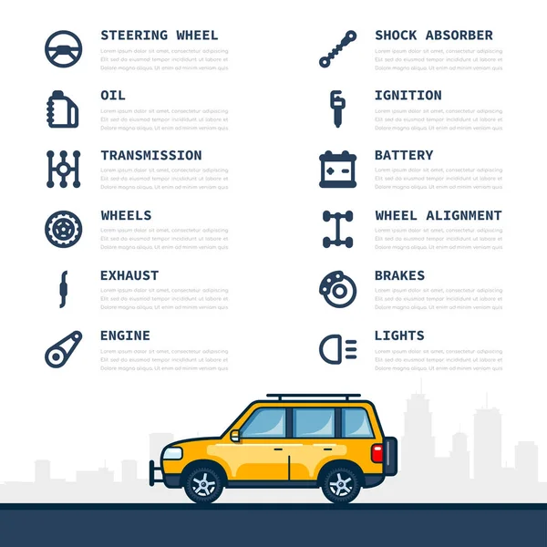 Servizio auto infografica — Vettoriale Stock
