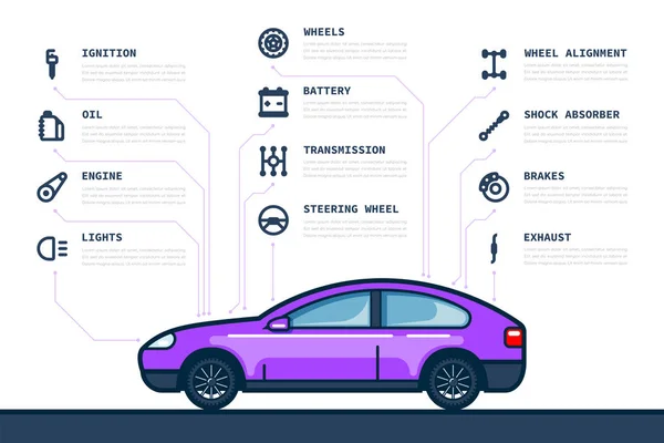 Servicio de coches infografía — Vector de stock
