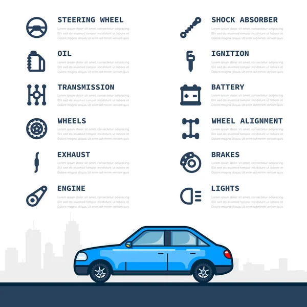 Servizio auto infografica — Vettoriale Stock