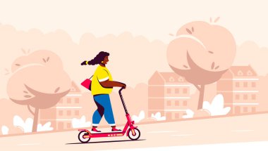 Scooter süren kadın.