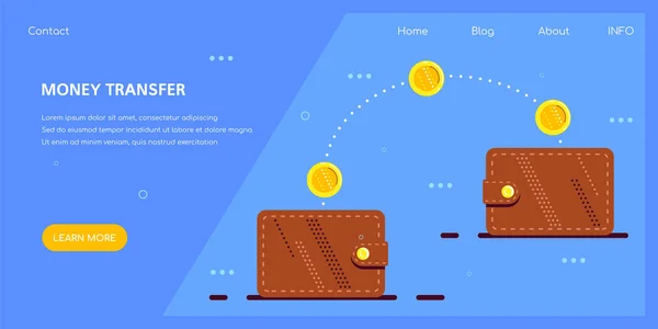 전자 지갑, 플랫 디자인으로 송금 — 스톡 벡터
