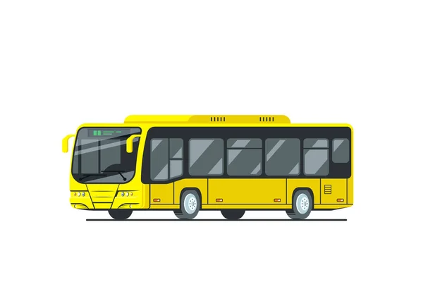 Diseño Estilo Plano Autobús Urbano Amarillo Aislado Sobre Fondo Blanco — Vector de stock