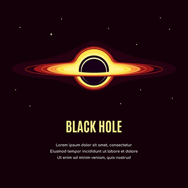 带有黑洞的空间横幅 空间研究概念横幅 探索外太空 平面样式矢量图解 — 图库矢量图片
