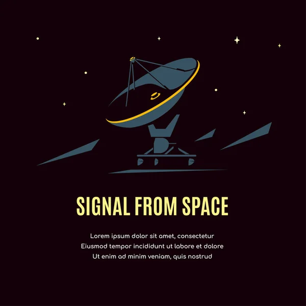 Космический Баннер Радиотелескопом Концептуальный Баннер Космических Исследований Исследующий Внешний Спаз — стоковый вектор