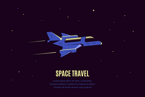 Banner Espacial Con Nave Espacial Banner Concepto Viaje Espacial Explorando — Vector de stock