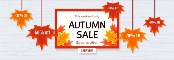 Herbstverkauf Vektor Banner Abstrakte Hintergrundgestaltung Mit Herbstblättern Herbst Typografie Und — Stockvektor