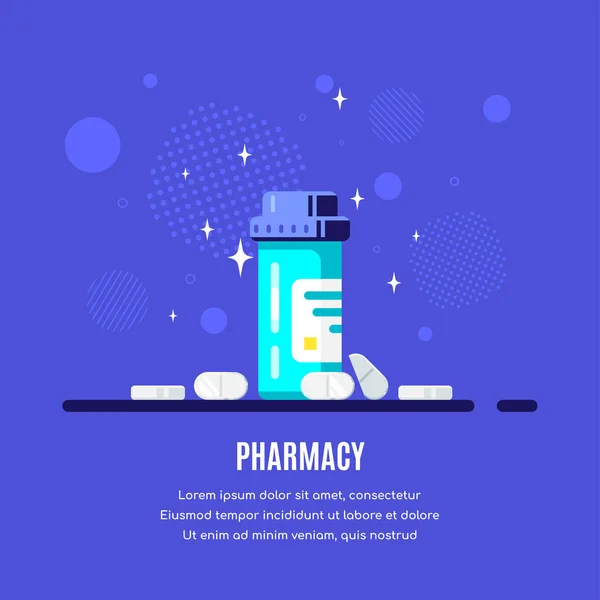 Flacon Médicament Pilules Sur Fond Bleu Santé Pharmacie Concept Pharmacie — Image vectorielle