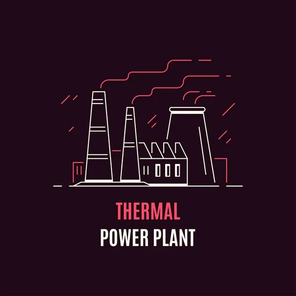 Thermal Power Plant Logo Icon Concept Design Flat Style Line — Stock Vector