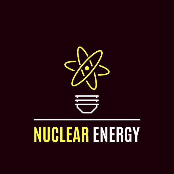 Kernenergiekonzept Logo Vorlage Icon Design Flacher Stil Linie Kunst Illustration — Stockvektor