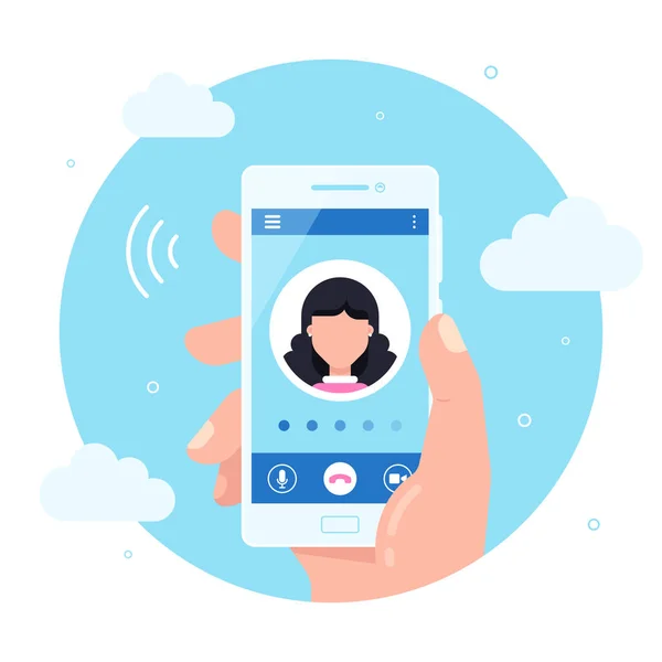 Mano Sostiene Teléfono Inteligente Con Llamada Saliente Una Pantalla Llamando — Archivo Imágenes Vectoriales