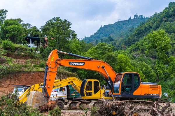 Nepal Pokhara Sedi Bagar May 2020 Crawler Excavators Construction Site — Stock Photo, Image