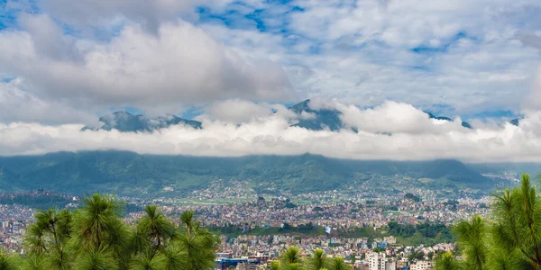 Panorámás Kilátás Nyílik Katmandu Város Fővárosa Nepál Fák Előtérben Stock — Stock Fotó