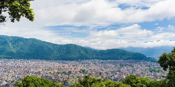 Panorámás Kilátás Nyílik Katmandu Város Fővárosa Nepál Fák Előtérben Stock — Stock Fotó