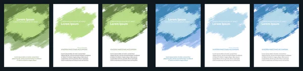 Шість Сторінок Буклету Малюнками Зеленому Синьому Кольорі Дизайнерські Ідеї Запрошень — стокове фото