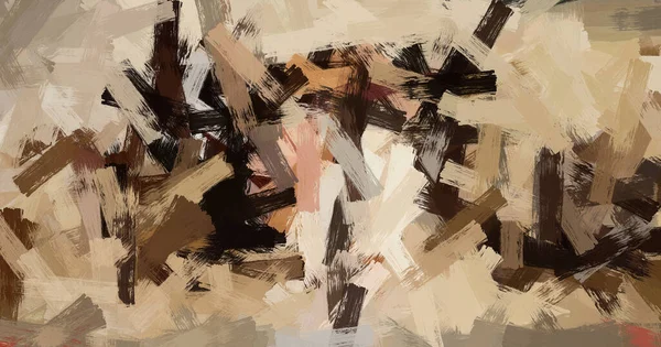 Abstrakt Oljemålning Beige Och Bruna Färger Samtida Konst Slumpmässiga Färgdrag — Stockfoto